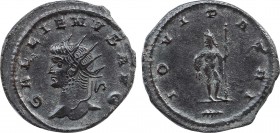 GALLIENUS. 253-268 AD. Antoninianus. Antioch mint. Struck 265 AD. Obv: GALLIENVS AVG, radiate head left. Rev: IOVI PATRI, Jupiter standing slightly ri...