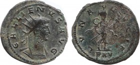 Gallienus.( 253-268) . Asia minor Antoninianus. Obv: GALLIENVS AVG, radiate, cuirassed bust right. Rev: LVNA LVCIF, Diana walking right, holding torch...