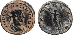 PROBUS (276-282). Antoninianus. Siscia.
Obv: IMP PROBVS INV AVG.
Radiate, draped and cuirassed bust right.
Rev: SPES AVG N / XXI.
Spes advancing left,...