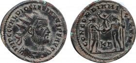 DIOCLETIAN (284-305). Antoninianus. Heraclea.
Obv: IMP C C VAL DIOCLETIANVS AVG.
Radiate, draped and cuirassed bust right.
Rev: CONCORDIA MILITVM /K Γ...