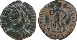 PROCOPIUS (365-366). Follis. Constantinople.
Obv: D N PROCOPIVS P F AVG.
Diademed, draped and cuirassed bust left.
Rev: REPARATIO FEL TEMP / CONSA●.
P...