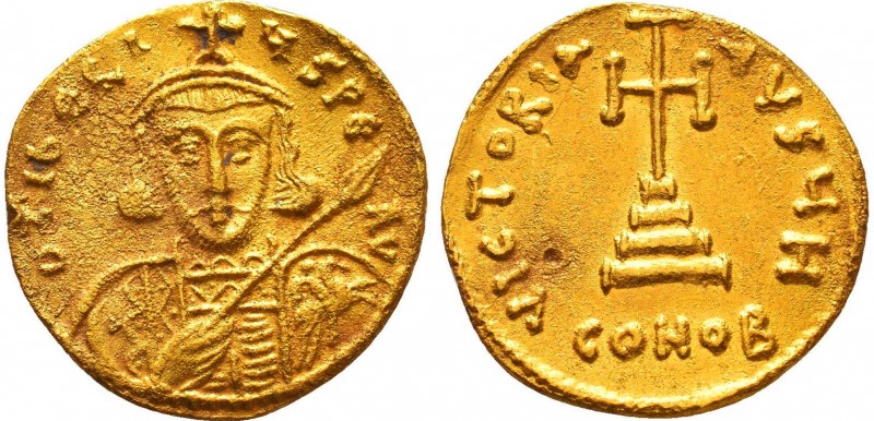 TIBERIUS III (APSIMAR) (698-705). GOLD Solidus. Constantinople.
Obv: D TIЬЄRIЧS ...