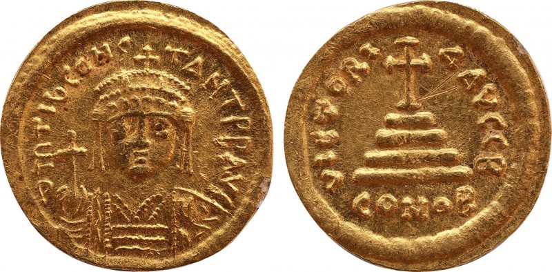 TIBERIUS II CONSTANTINE (578-582). GOLD Solidus. Constantinople.
Obv: δ M TIЬ CO...