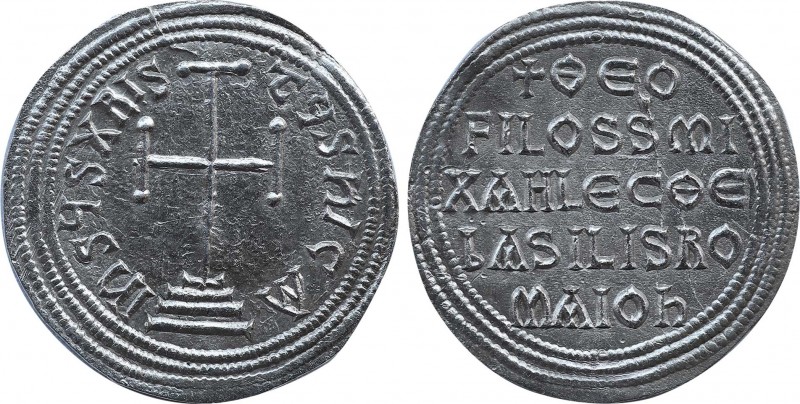 THEOPHILUS with MICHAEL III (829-842). Miliaresion. Constantinople.
Obv: IҺSЧS X...