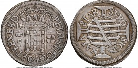 Pedro II 80 Reis 1699-(R) AU55 NGC, Rio de Janeiro mint, KM87.1, LMB-131. A fine conditional survivor showing strong detail for this often heavily cir...