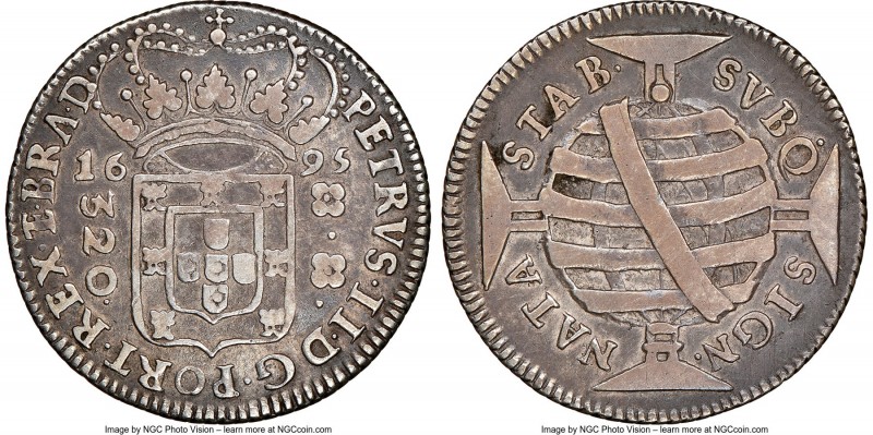 Pedro II 320 Reis 1695-(B) VF30 NGC, Bahia mint, KM81.2, LMB-121. Wide Crown var...