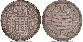 Pedro II 640 Reis 1695-(B) VF25 NGC, Bahia mint, KM83.1, LMB-112. Large Crown, Punctuation on Reverse variety. 

HID09801242017

© 2020 Heritage Aucti...