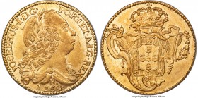 Jose I gold 6400 Reis 1752-R AU58 NGC, Rio de Janeiro mint, KM172.2, LMB-420. Lightly rubbed at the higher points, with scintillating luster embracing...