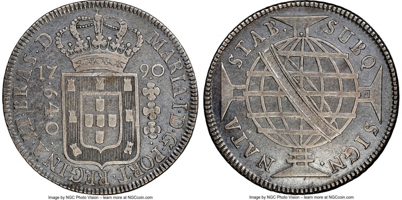 Maria I 640 Reis 1790-(L) VF Details (Reverse Tooled) NGC, Lisbon mint, KM222.3,...