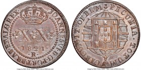 João VI 20 Reis 1821-R AU55 Brown NGC, Rio de Janeiro mint, KM316.1, LMB-508. Toned to a deep mahogany and showing underlying luster throughout. 

HID...