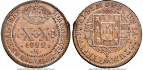 João VI 20 Reis 1822-R AU58 Brown NGC, Rio de Janeiro mint, KM316.1, LMB-509. Nearly Mint State with slightly glossy cocoa brown surfaces.

HID0980124...