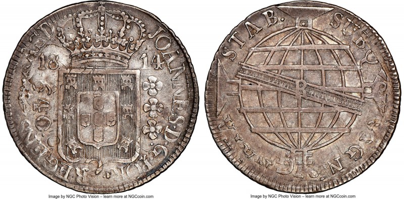 João Prince Regent 640 Reis 1814-R AU Details (Cleaned) NGC, Rio de Janeiro mint...