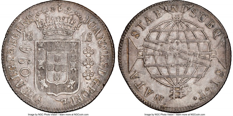 João Prince Regent 960 Reis 1816-R AU Details (Cleaned) NGC, Rio de Janeiro mint...
