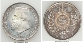Pedro II 2000 Reis 1886 AU - Altered Surfaces, Rio de Janeiro mint, KM485, LMB-656. 37mm. 25.39gm. The lowest mintage date in the series, one which sa...