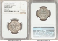 Republic silver Pattern 2000 Reis 1923 UNC Details (Cleaned) NGC, Bentes-E62.02, cf. LMB-E246 (silver). A fleeting pattern rarity which only infrequen...