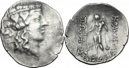 Celtic World. Celtic, Eastern Europe. AR Tetradrachm, imitation of Thasos, after 148 BC. Wreathed head of young Dionysos right. / Herakles standing fa...