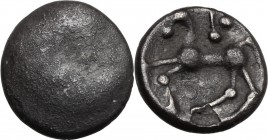 Celtic World. Celtic, Eastern Europe. Boii. AR Obol, Type Roseldorf II, 2nd-1st century BC. Bulge. / Stylized horse (or horseman) left. Dembski 757ff....