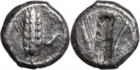 Greek Italy. Southern Lucania, Metapontum. AR Stater, 470-440 BC. Ear of barley; to right, grasshopper. / Incuse ear of barley. HN Italy 1486; Noe Cla...