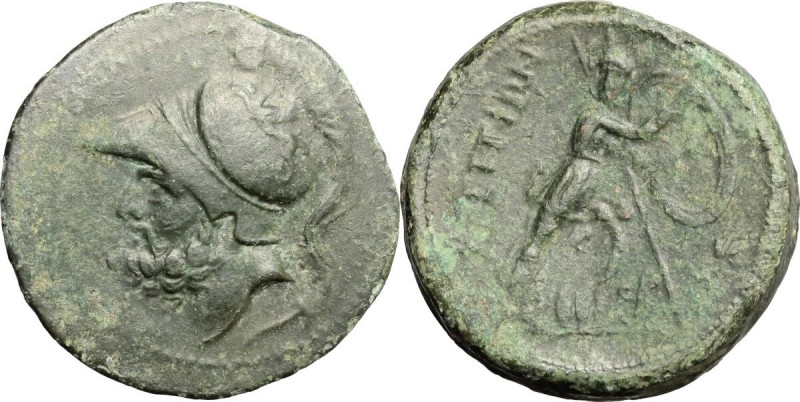 Greek Italy. Bruttium, The Brettii. AE Double Unit-Didrachm, c. 208-23 BC. Helme...