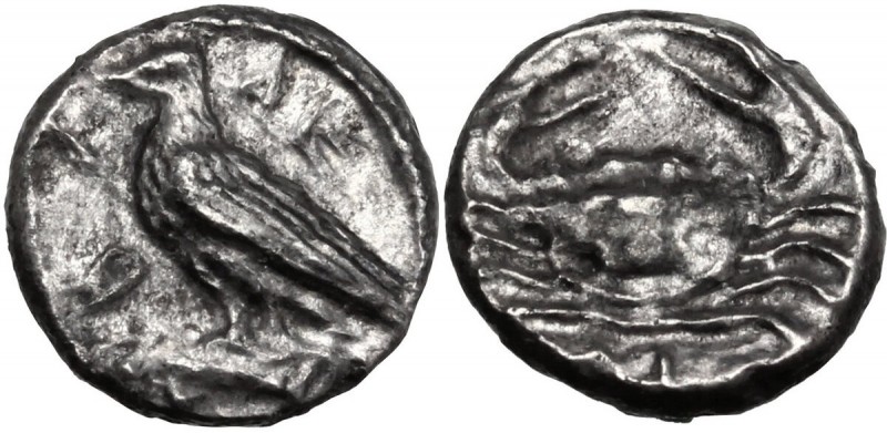 Sicily. Akragas. AR Litra, circa 450-440 BC. Eagle standing left on Ionic capita...