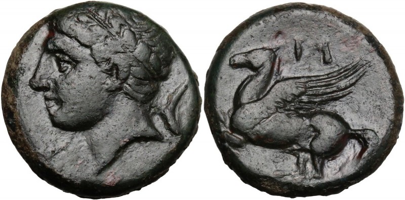Sicily. Panormos as Ziz. AE 17 mm, c. 336-330 BC. Laureate head of Apollo left; ...