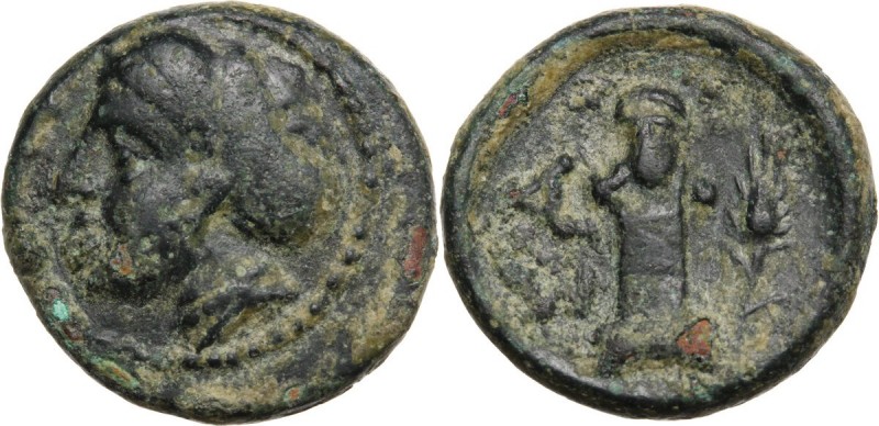 Continental Greece. Thrace, Sestos. AE 13 mm, c. 300 BC. Head of nymph left. / H...