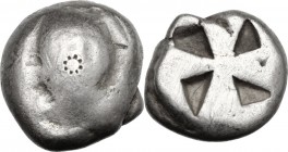Continental Greece. Islands off Attica, Aegina. AR Stater, 525-475 BC. Turtle; c/m on back. / Incuse square with windmill pattern. SNG Cop. 502; HGC 6...
