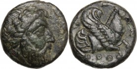 Greek Asia. Mysia, Adramyteion. Orontes I, Satrap of Mysia (361-349 BC). AE 11 mm, 357-352 BC. Head of Zeus right, laureate. / Forepart of Pegasus rig...