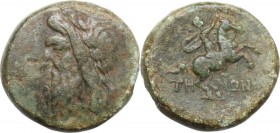 Greek Asia. Mysia, Adramyteion. AE 17 mm, 3rd-2nd century BC. Head of Zeus left, laureate. / Horseman prancing right. BMC 2; SNG BN 5. AE. 4.51 g. 17....