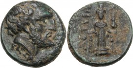 Greek Asia. Mysia, Astyra. Tissaphernes, Satrap (400-395 BC). AE 11 mm. Head right, bearded. / Cult statue of Artemis Astyrene; to right, club. SNG BN...