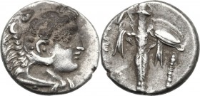 Greek Asia. Mysia, Pergamon. AR Diobol, 310-284 BC. Head of Herakles right, wearing lion's skin. / Palladium. SNG Cop. 317-322. AR. 1.39 g. 11.00 mm. ...
