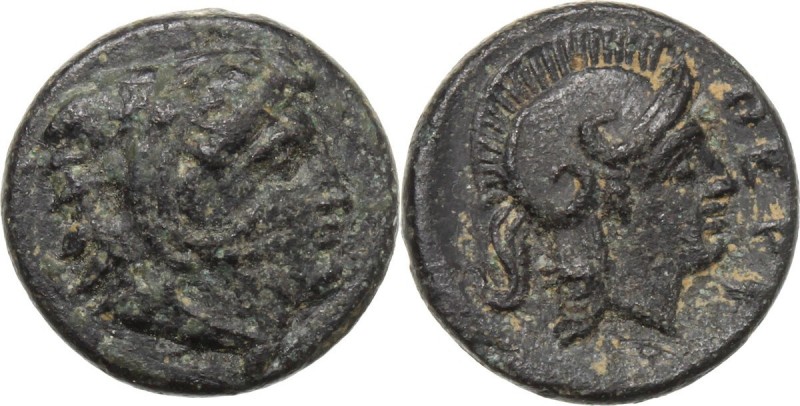 Greek Asia. Mysia, Pergamon. AE 9 mm, 310-284 BC. Head of Herakles right, wearin...