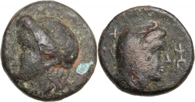 Greek Asia. Mysia, Teuthrania. Prokles, Satrap (400-399 BC). AE 9 mm. Head of Ap...