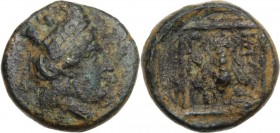 Greek Asia. Troas, Gentinos. AE 11 mm, 3rd-1st century BC. Head of Artemis (?) right, turreted. / Bee within linear square. SNG Cop. 336; SNG Ashmolea...