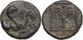 Greek Asia. Troas, Skepsis. AE 9 mm, 400-310 BC. Forepart of Pegasos right. / Palm-tree within linear square. SNG Cop. 483; SNG von Aulock 1579. AE. 0...