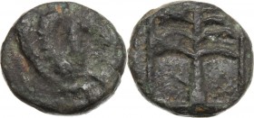 Greek Asia. Troas, Skepsis. AE 8 mm, 400-310 BC. Forepart of Pegasos right. / Palm-tree within linear square. SNG Cop. 483; SNG von Aulock 1579. AE. 0...