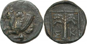 Greek Asia. Troas, Skepsis. AE 11 mm, 4th century BC. Forepart of Pegasos left. / Fir- tree within square. SNG Cop. 477-478. AE. 1.20 g. 11.00 mm. Abo...