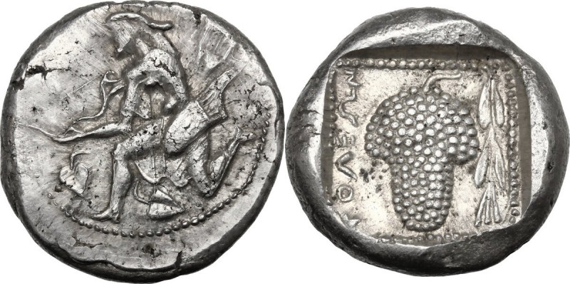 Greek Asia. Cilicia, Soloi. AR Stater, circa 440-410 BC. Amazon kneeling left, q...