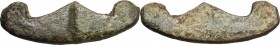 Varia romana. Pre-monetary AES (?), pelta shaped, 3rd century AD. AE. 14.81 g. 41.5 x 13 mm. Good VF.