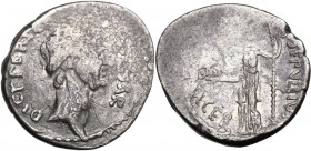 Julius Caesar. AR Denarius, 44 BC. P. Sepullius Macer moneyer. Laureate head of Julius Caesar right. / Venus standing left, holding Victory and sceptr...
