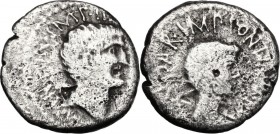 The Triumvirs. Mark Antony and Octavian. AR Denarius, late 40-early 39 BC. Mint in Italy or Gaul. Bare head of Antony right. / Bare head of Octavian r...