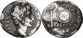 Augustus (27 BC - 14 AD). AR Denarius. Uncertain Spanish mint (Colonia Patricia?). Struck circa 19 BC. Bare head right. / SIGNIS RECEPTIS, round shiel...