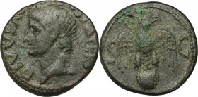 Divus Augustus (died 14 AD). AE As, struck under Tiberius, 34-37. Head left, radiate. / Eagle standing facing on globe, head right. RIC I (2nd ed.) (T...