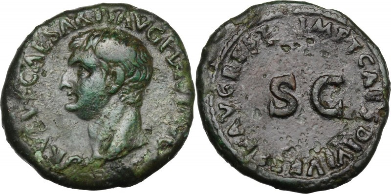 Drusus (died 23 AD). AE As, struck under Titus, 80-81 AD. Bare head left. / Lege...