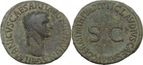 Germanicus (died 19 AD). AE As. Struck under Claudius, 50-54. Bare head right. / Legend around large SC. RIC I (2nd ed.) (Claud.) 106. AE. 9.31 g. 29....