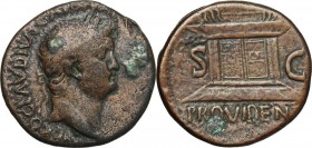 Nero (54-68). AE As, Thrace, Perinthuns mint. Head right, laureate. / Altar enclosure. RPC I 1761A. AE. 11.12 g. 26.00 mm. RR. About VF/VF. A rare typ...