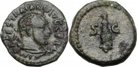 Trajan (98-117). AE Quadrans. Rome mint. Struck circa AD 98-102. Bust of Hercules right, with lion's skin. / Club. RIC II 699. AE. 2.42 g. 15.30 mm. S...