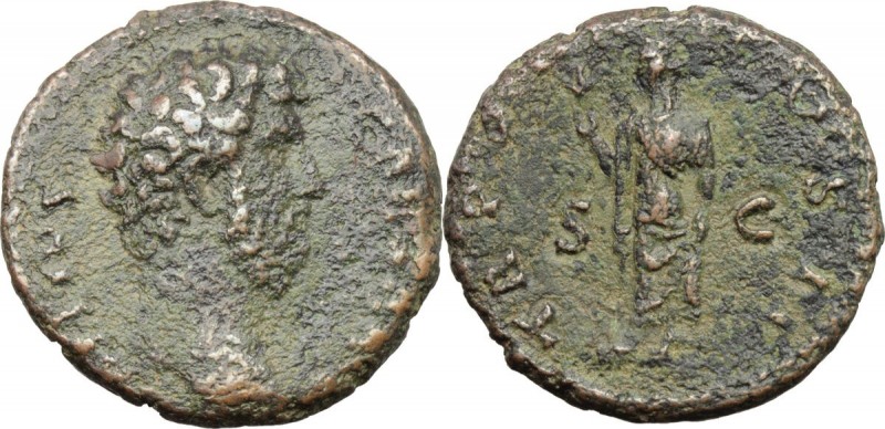 Aelius (Caesar 136-138). AE As, 137 AD. L. AELIVS CAESAR. Bare head right. / TR ...