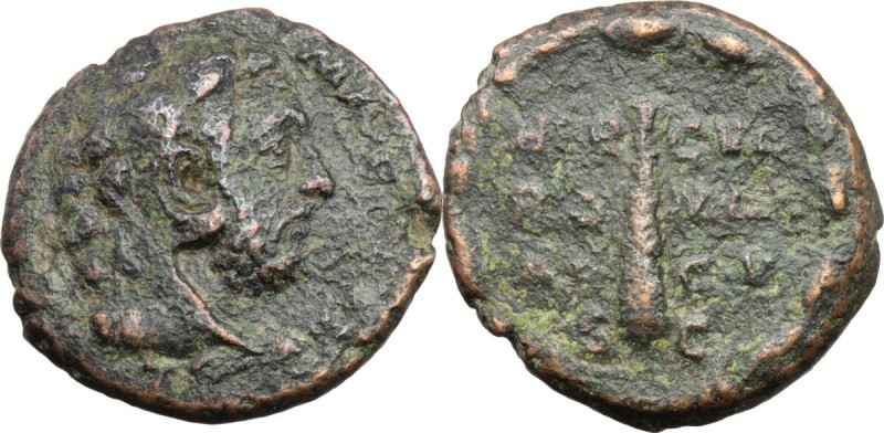 Commodus (177-193). AE As, 192 AD. L AEL AVREL COMM AVG P FEL. Head right, weari...