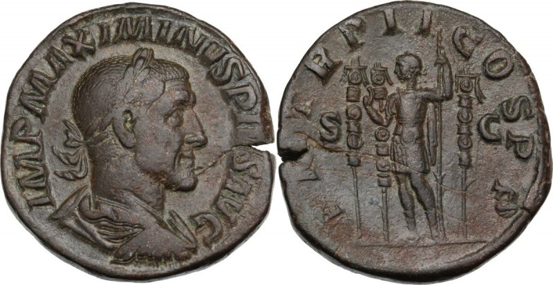 Maximinus I (225-238). AE Sestertius, 236 AD. Laureate, draped and cuirassed bus...